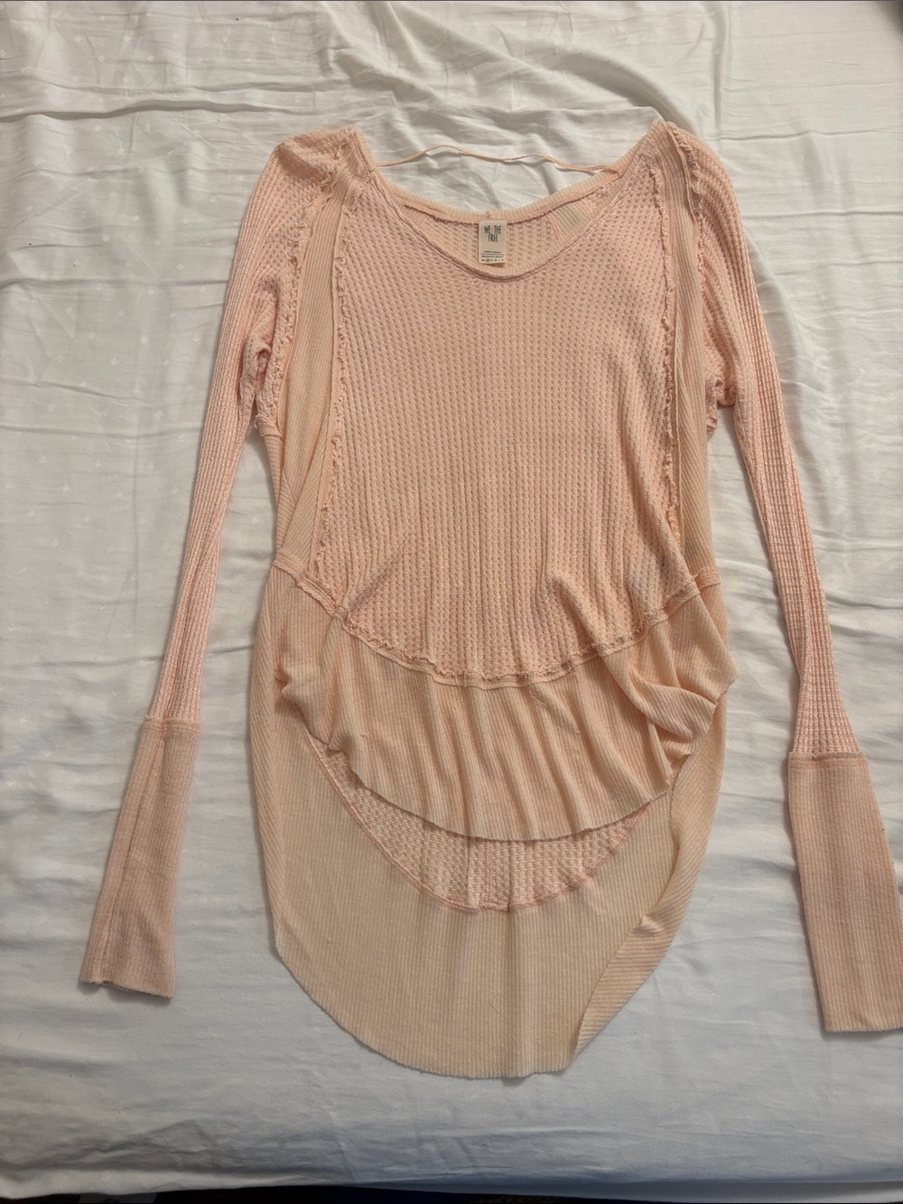 We The Free Layered Waffle Knit Long Sleeve Top - Blush Pink